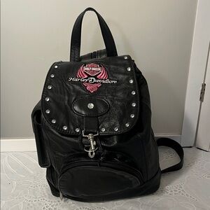 Harley-Davidson Black and Pink Studded Backpack